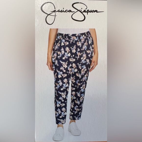 JESSICA SIMPSON Soft Pull-On Floral Pant Pockets Blue Size XXL Elastic Waist - Picture 2 of 13